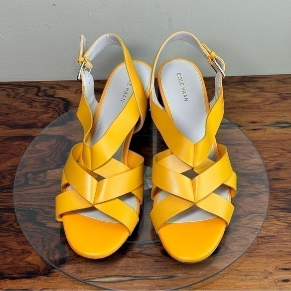 Cole Haan Jamie Block Heel Sandals Orange Leather - Picture 5 of 13